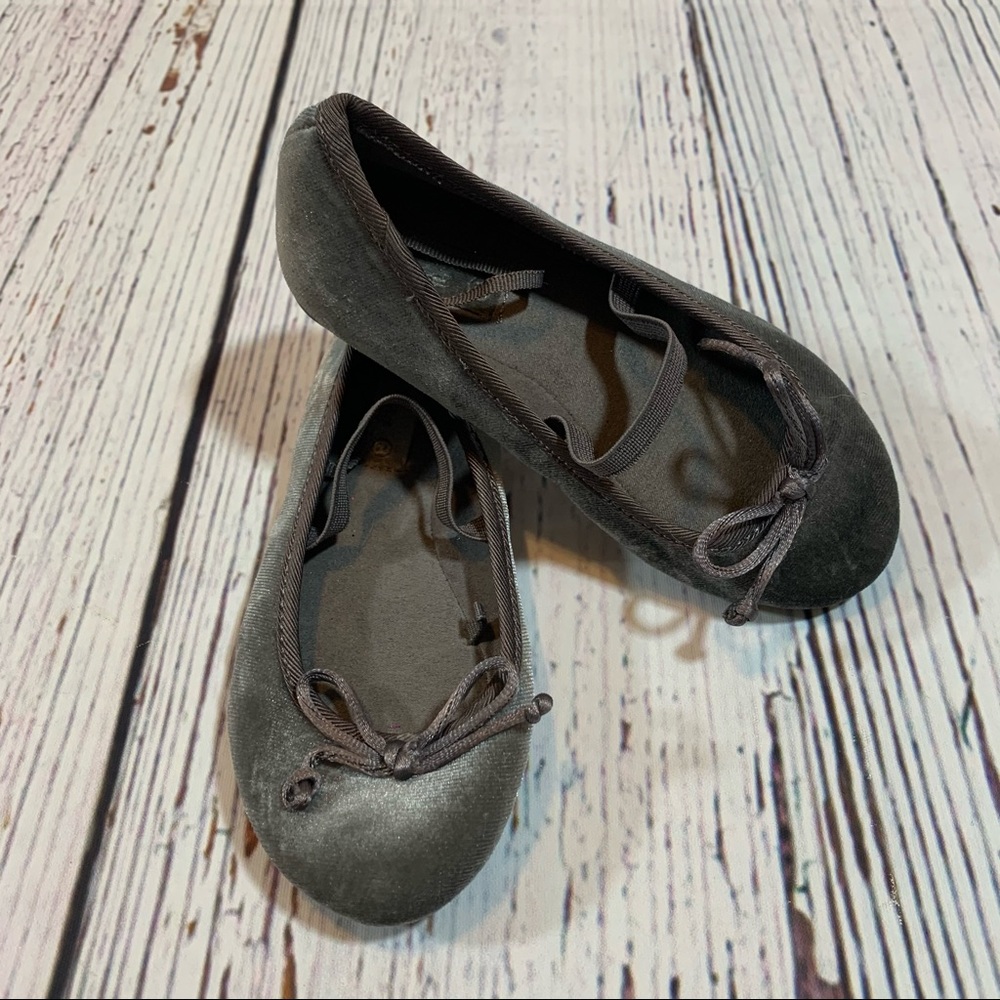 Zara Grey Velvet Ballet Shoes